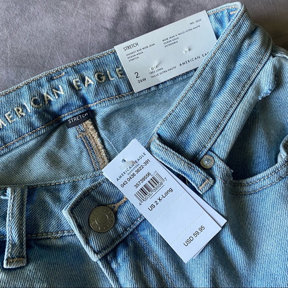 NWT AE Crossover Waist Mom Jeans 2 X-Long - Picture 5 of 10